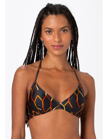 Black Fixed Triangle Top With Graphic Print - Top Cheeky...