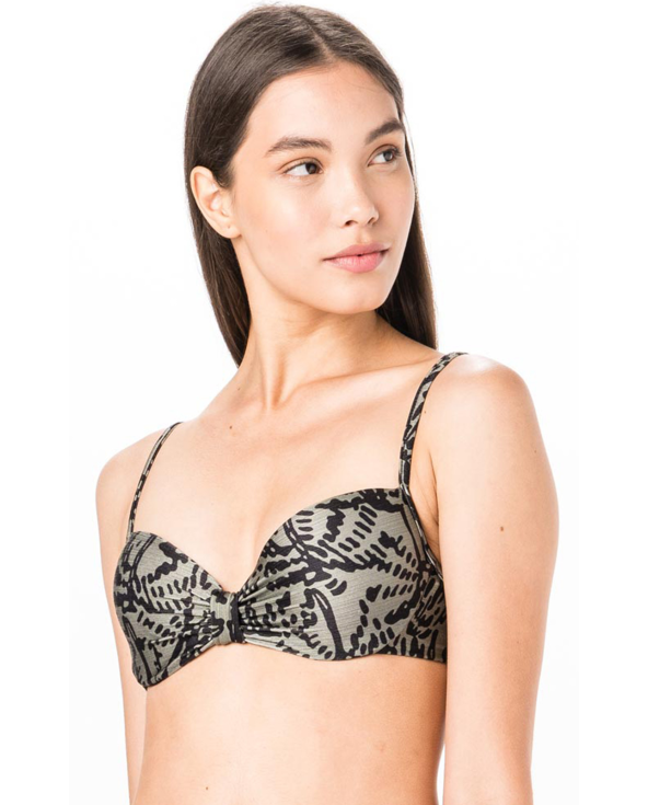Balconette Bikini Top In Khaki Print - Top Balconet Kaki Tina