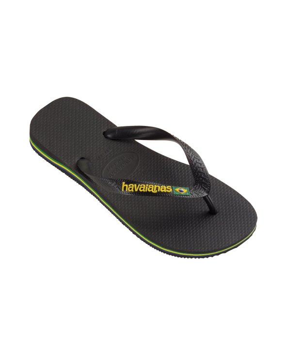 Snygga Svarta Flip-Flops Med Havaianas Brazil Logotypen - Brasil Logo Black
