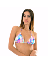 Top Triangolo Stampa Quadri Scozzese E Ponpon - Soutien Plaid Frufru