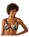 Black Underwired Triangle Top In Tropical Flowers - Top Fox Hawai