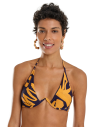 Navy & Gold Print V-Underwired Triangle Top - Top Fox Bold Leafs