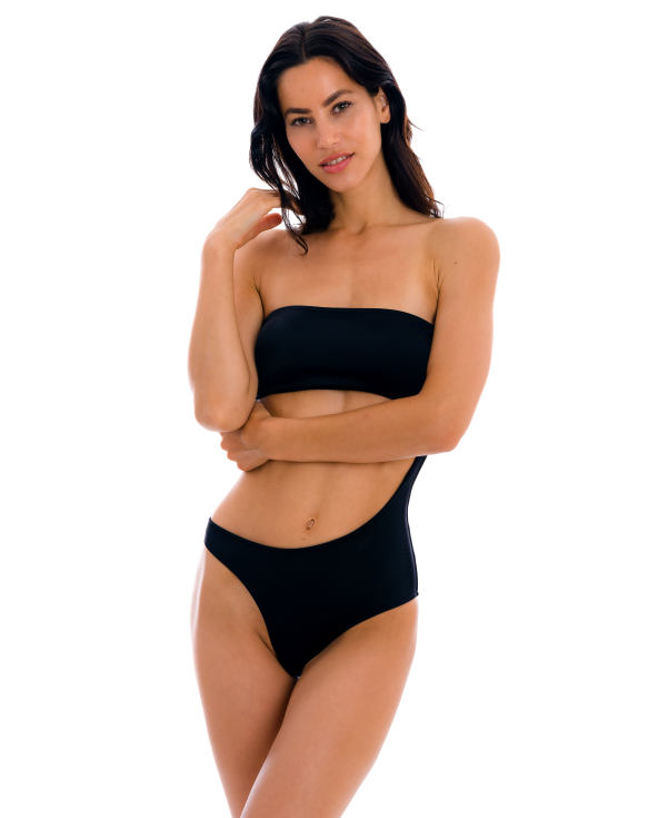 CUPSHE* 2way バンドゥ ブラック ワンピース水着 黒 CUPSHE* 2way バンドゥ ブラック ワンピース水着 黒 (CUPSHE
