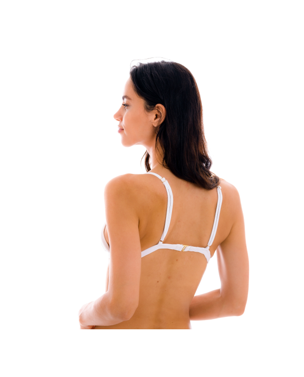 White Ribbed Triangle Top With Adjustable...