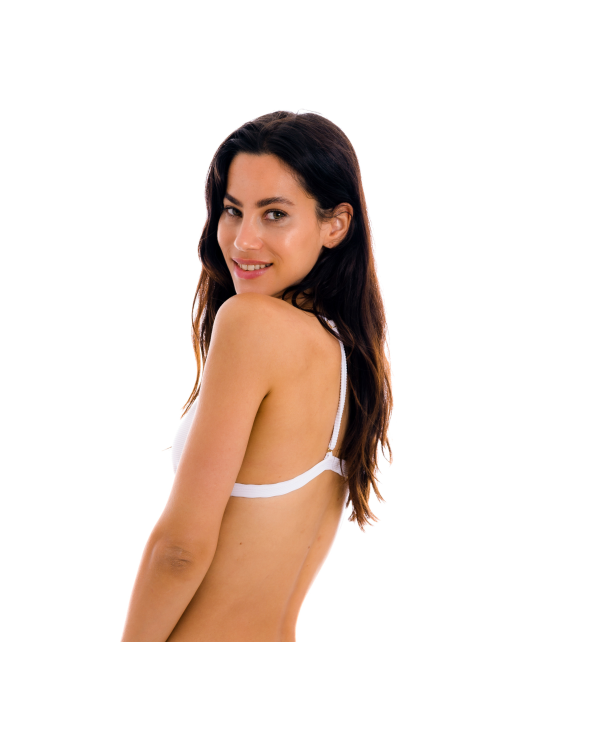 White Ribbed Triangle Top With Adjustable...