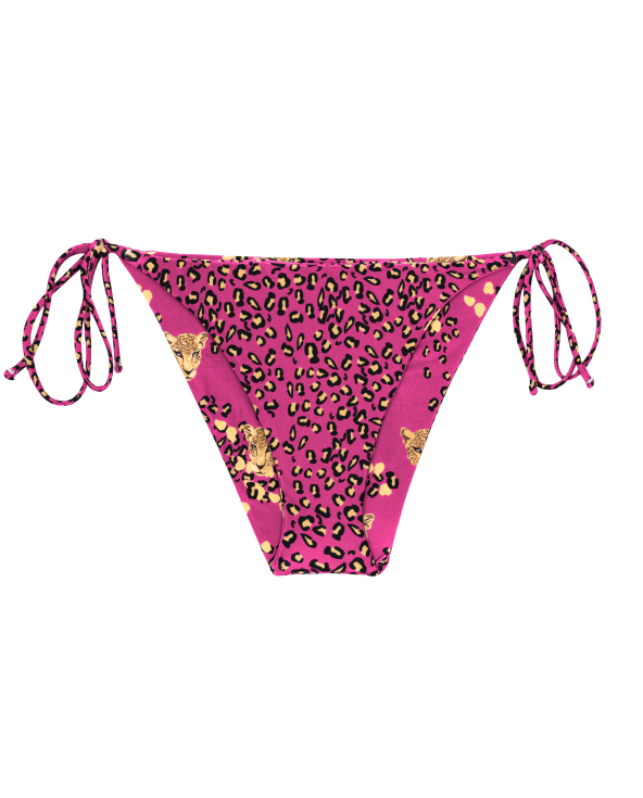 Pink Leopard Print Side-Tie Bikini Bottom -...