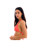 Textured Coral Halter Bikini Top - Top Dots-Tabata Tri-Mel