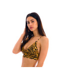 Orange & Black Tabby Laced Back Bralette Bikini Top - Top Wild-Orange Tri-Tank