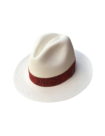 Sombrero Panamá Blanco Hecho A Mano, Con Cinta Mandala...