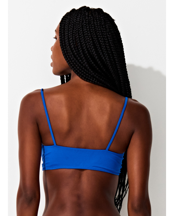 Luxurious Blue Laced-Up Bralette Top - Top...