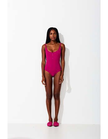 Pink Fabric 1-Piece Swimsuit With Buttons - Body Rosa