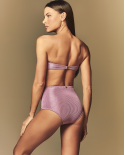 Set Aus Mauvefarbigem Bandeau Und Brazilian High-Waist-Bikinihose - Trikini Alice Lilac