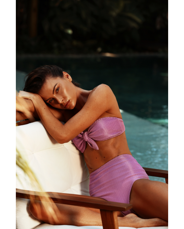 Fioletowy Komplet: Top Bandeau I Figi...