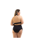 Czarne Dwumateriałowe Bikini Z Wysokim Stanem Plus Size - Bikini Cleya Preto