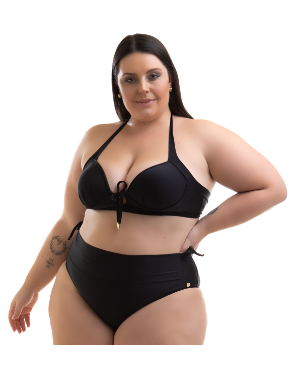 Czarne Bikini Balkonetka Plus Size Z Wysokim...