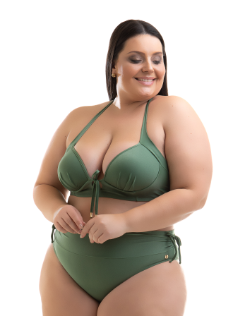 Plus Size Military Green Balconette Bikini With A High...