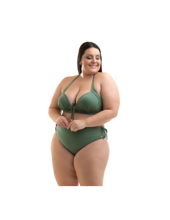 Plus Size Military Green Balconette Bikini With A High... 2