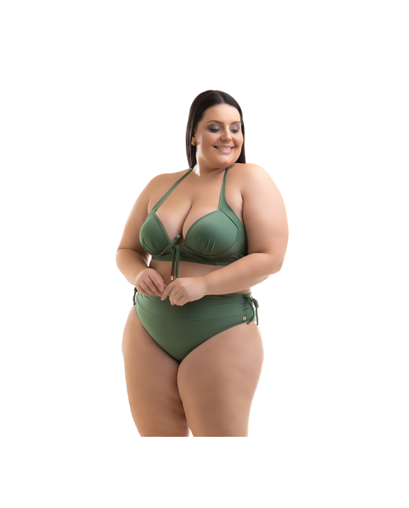 Plus Size Military Green Balconette Bikini With...