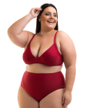 Dunkelroter Plus Size Balconette-Bikini Mit Formbügel - Bikini Ruana Divino