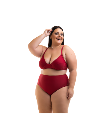 Plus Size Ciemnoczerwone Bikini Balkonetka Na Fiszbinach... 2