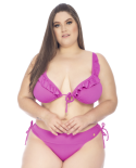 Rosa Brazilian Plus-Size-Bikini Mit Volantdetail - Biquini Babado Bel Rosa