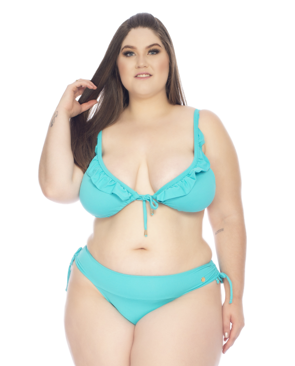 Hemelsblauwe Braziliaanse Plus Size Bikini Met...