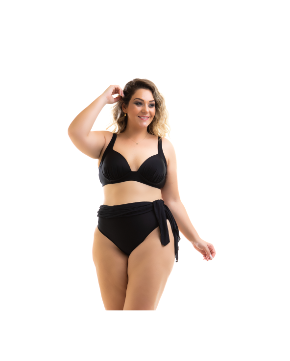 Plus Size Black Balconette Bikini With 2 In 1...