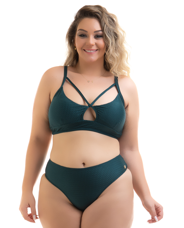 Zielone Teksturowane Bikini Typu Bralette Plus...