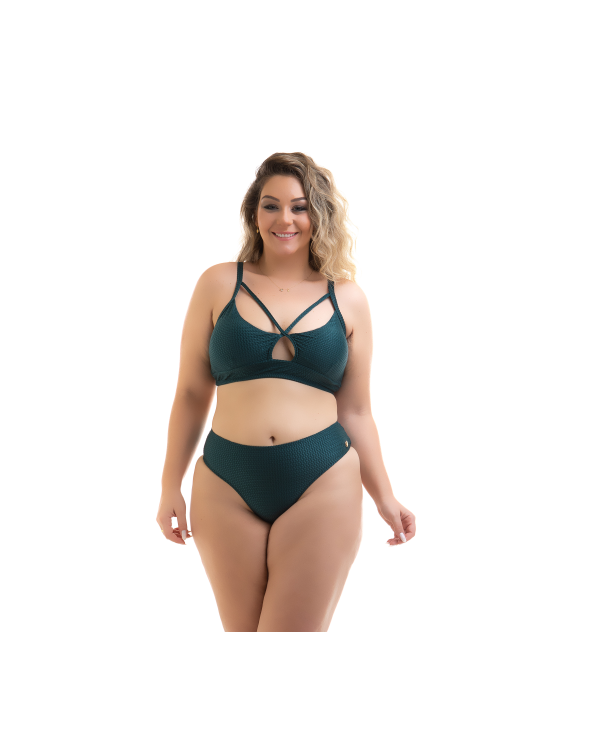 Zielone Teksturowane Bikini Typu Bralette Plus...