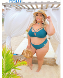 Zielone Teksturowane Bikini Typu Bralette Plus Size - Bikini Mayla