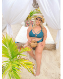 Getextureerde Groene Plus Size Bustier Bikini Met Bandjes - Bikini Mayla