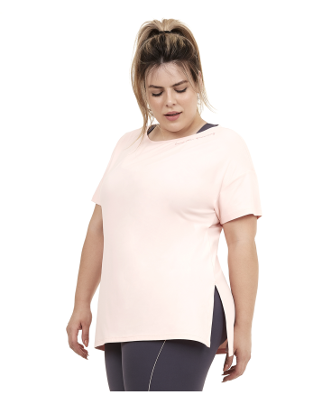 T-Shirt Skin Fit Silk Gola Plus Rosa Respire