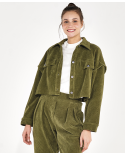 Jaqueta Cropped Colete Stretch Verde Kalamata