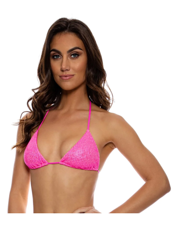 Top Wavy Ruched Bella Metallic Hot Pink 2