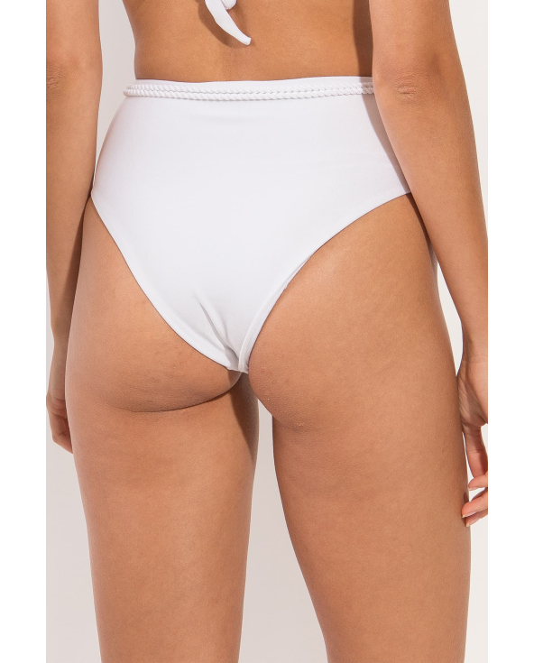 Bottom Shimmer-White Belted-High-Waist