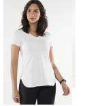 T-Shirt Skin Fit Alongada Gola V Branco