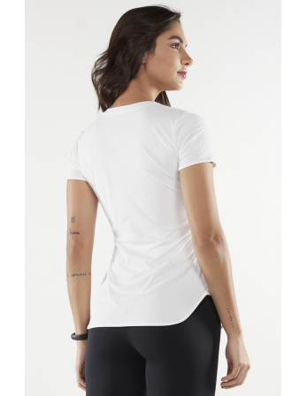 T-Shirt Skin Fit Alongada Gola V Branco 2