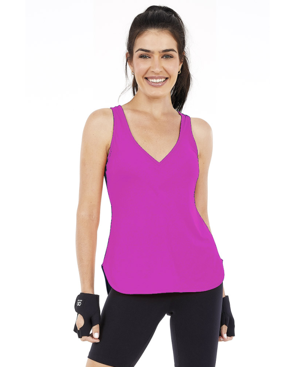 Regata Skin Fit Alongada Gola V Pink Orchid