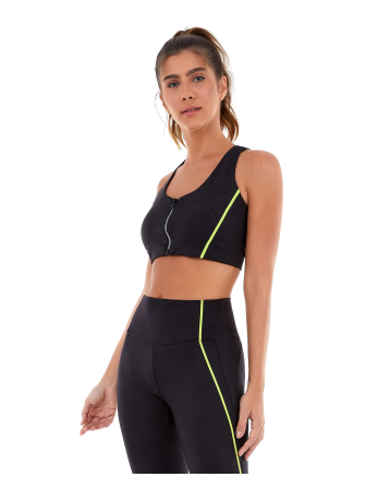 Top Velocity Com Ziper Holografico Preto