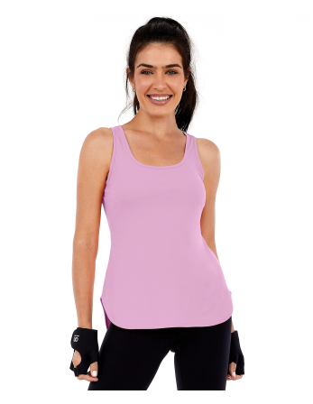 Regata Skin Fit Alongada Gola V Rosa Soft