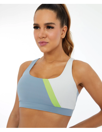 Top Hyper Recorte Diagonal E Refletivo Cinza Wind