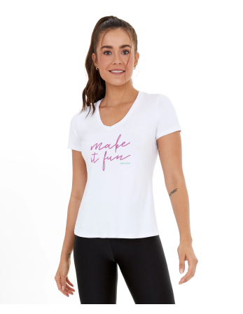 T-Shirt Skin Fit Make It Fun Branco Optico