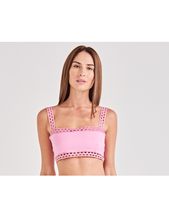 Ajurlu Bantli Leylak Pembe&nbsp;Lüks Büstiyer - Top Vintage Lilas