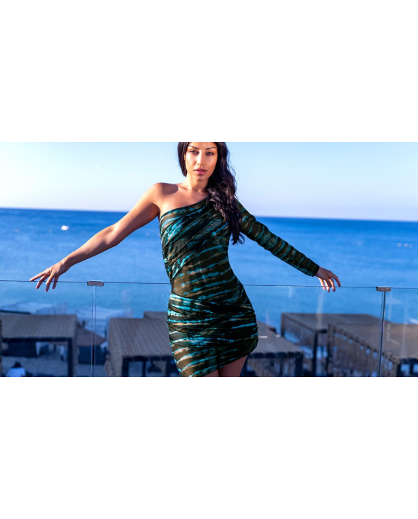 One Shoulder Mesh Tunic Ocean Tide