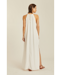 White Halterneck Detailed Dress