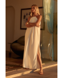 White Halterneck Detailed Dress