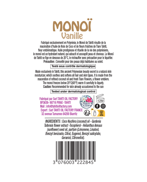 Monoi Traditionnel Vanille 120Ml