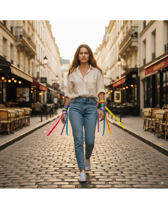 Set Of 8 Colourful Bonfim Ribbon-Bracelets -...