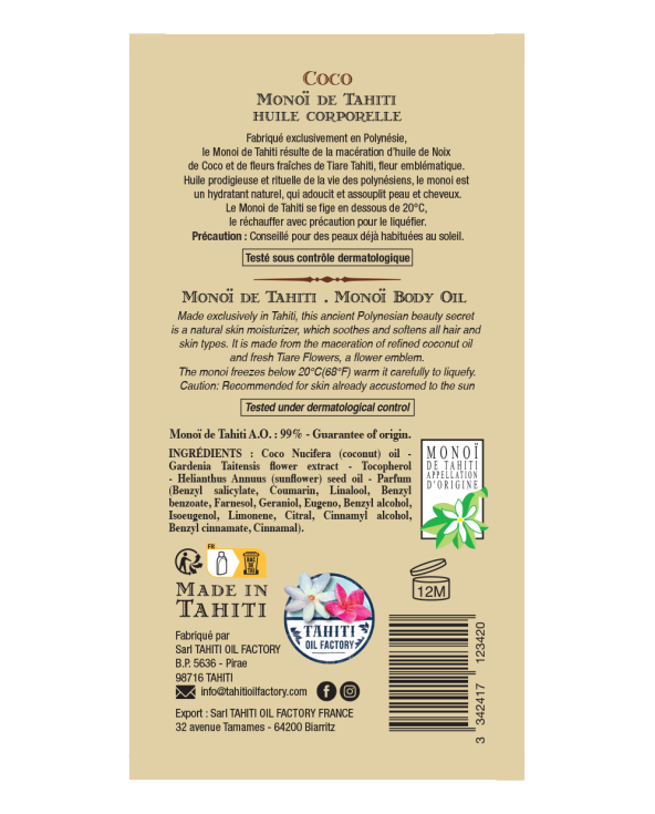 Monoi Oil Coconut Scent - Body And Hair -...