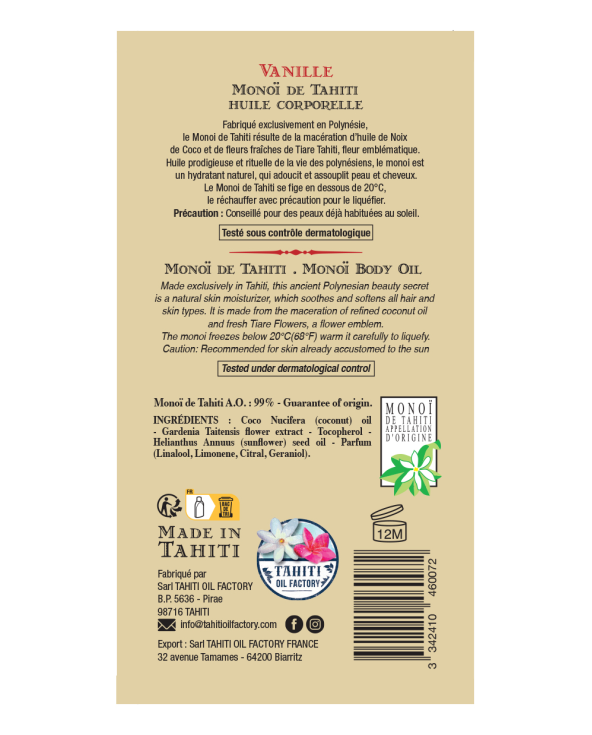 Nawilżający Olejek Do Ciała - Zapach Wanilii -...